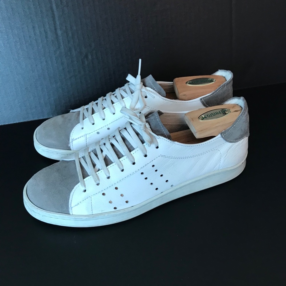 Leather Fashion Sneakers UNLINED White Gray ITALY